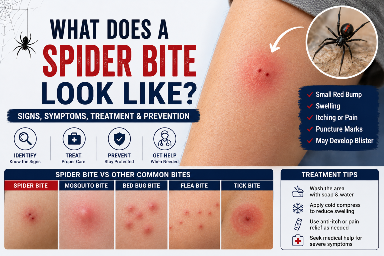What Does a Spider Bite Look Like? Signs, Symptoms, Treatment, and When to Seek Medical Help